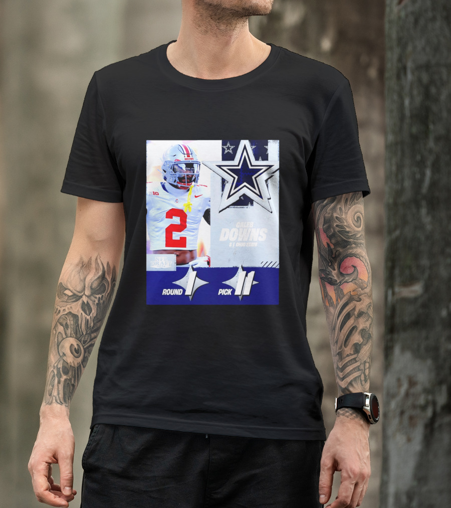 Dallas Cowboys Round 1 Pick 11 Caleb Downs Ohio State NFL Draft 2026 T-Shirt