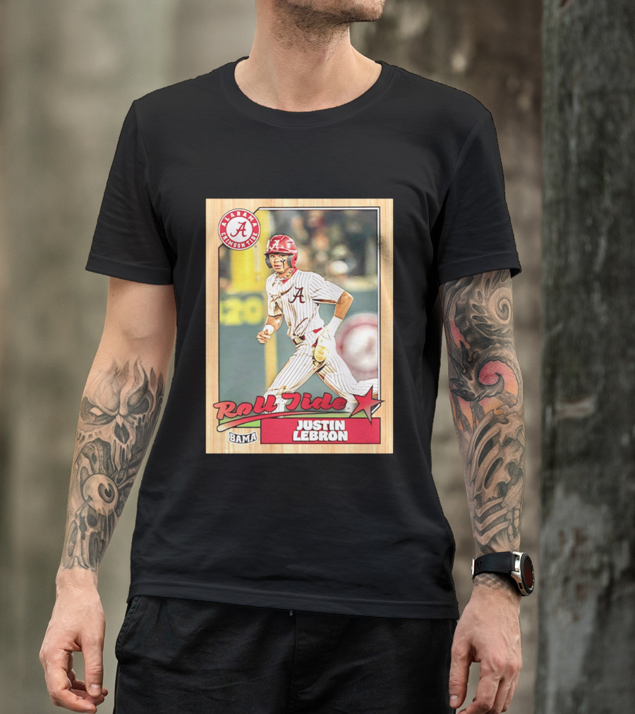 Justin Lebron Alabama Crimson Tide Roll Tide Bama Baseball Card T-Shirt