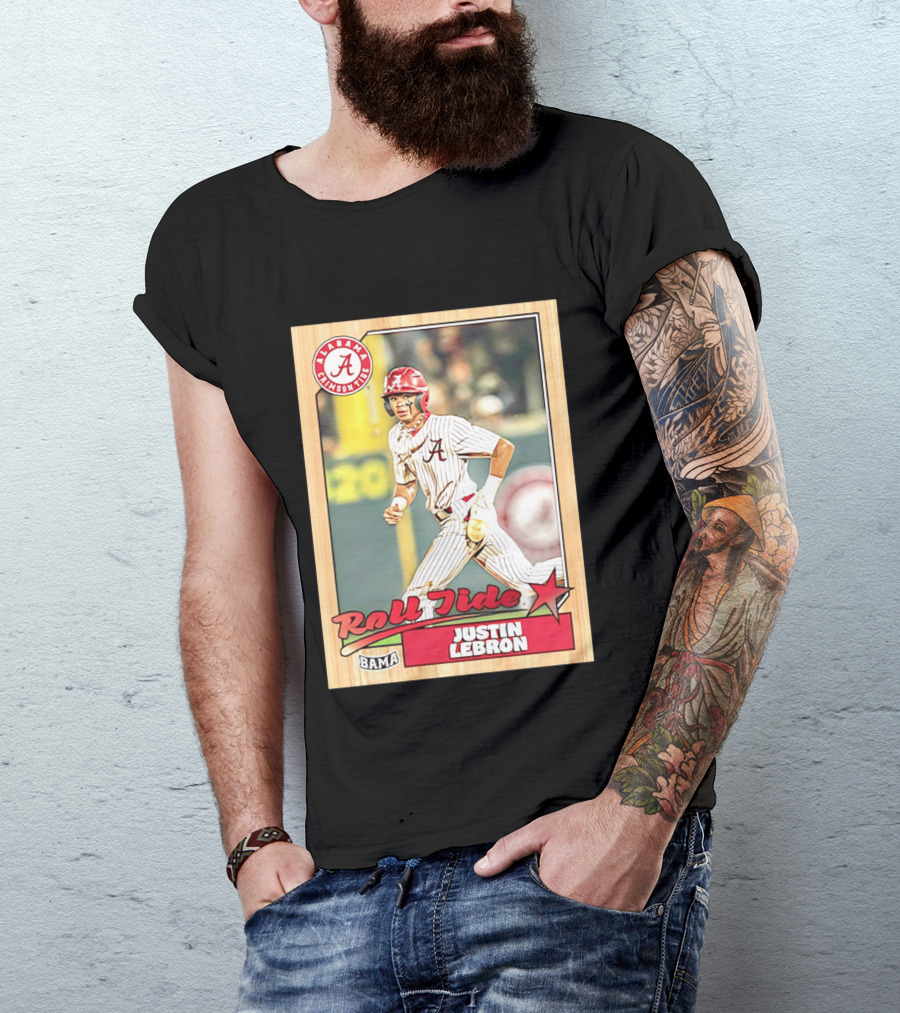 Justin Lebron Alabama Crimson Tide Roll Tide Bama Baseball Card T-Shirt