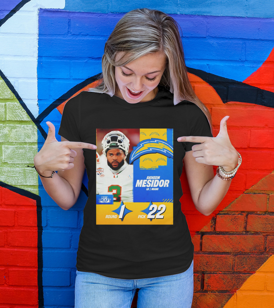 NFL Draft 2026 Los Angeles Chargers Akheem Mesidor Round 1 Pick 22 T-Shirt