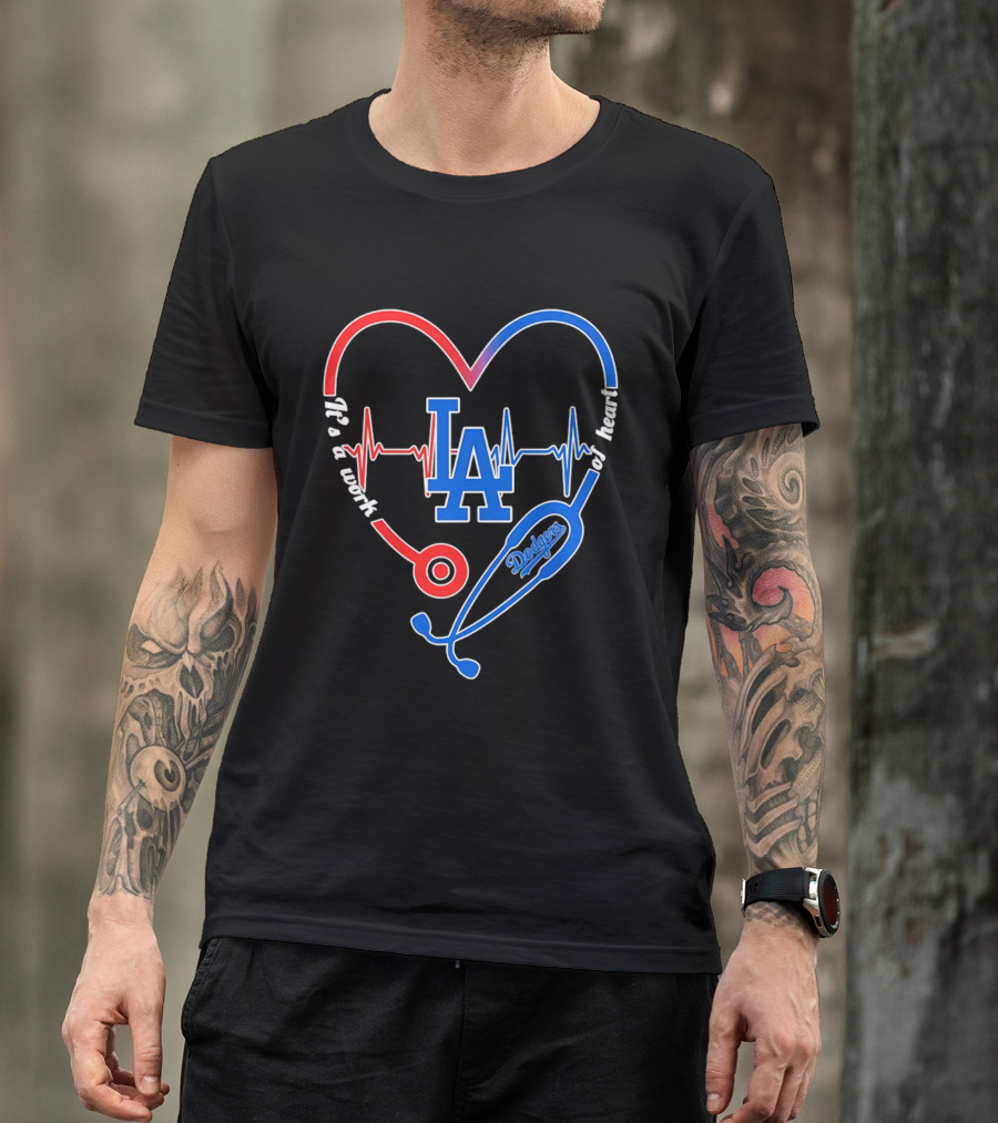 Los Angeles Dodgers Stethoscope Heartbeat It's A Work Of Heart 2026 T-Shirt