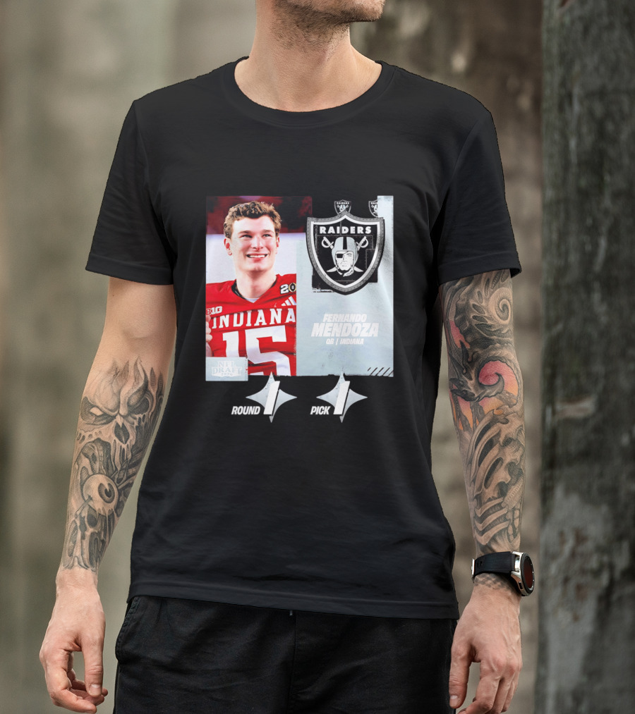 Fernando Mendoza QB Indiana Las Vegas Raiders Round 1 Pick 1 NFL Draft 2026 T-Shirt