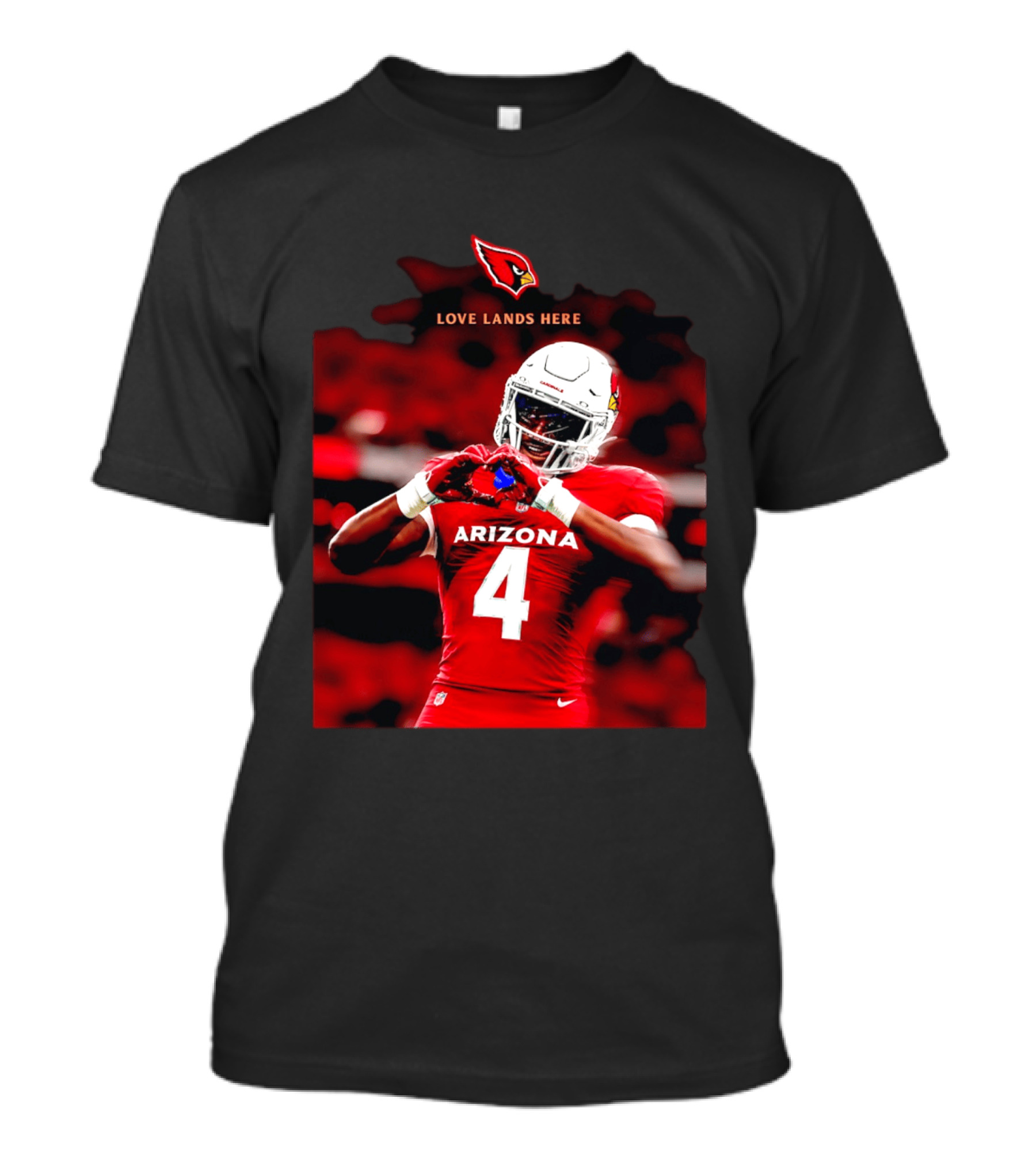 Love Lands Here Arizona Cardinals Football Player Number 4 T-Shirt