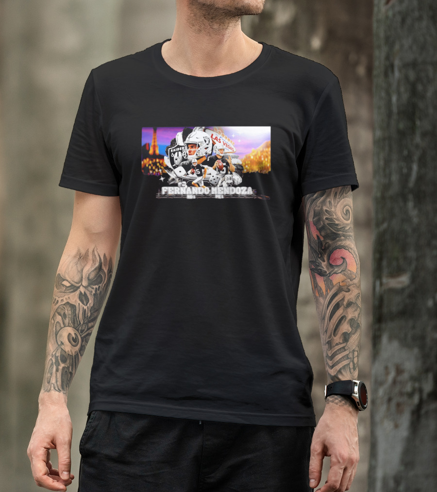Fernando Mendoza Raiders Las Vegas Lights Casino Dice Football Draft T-Shirt