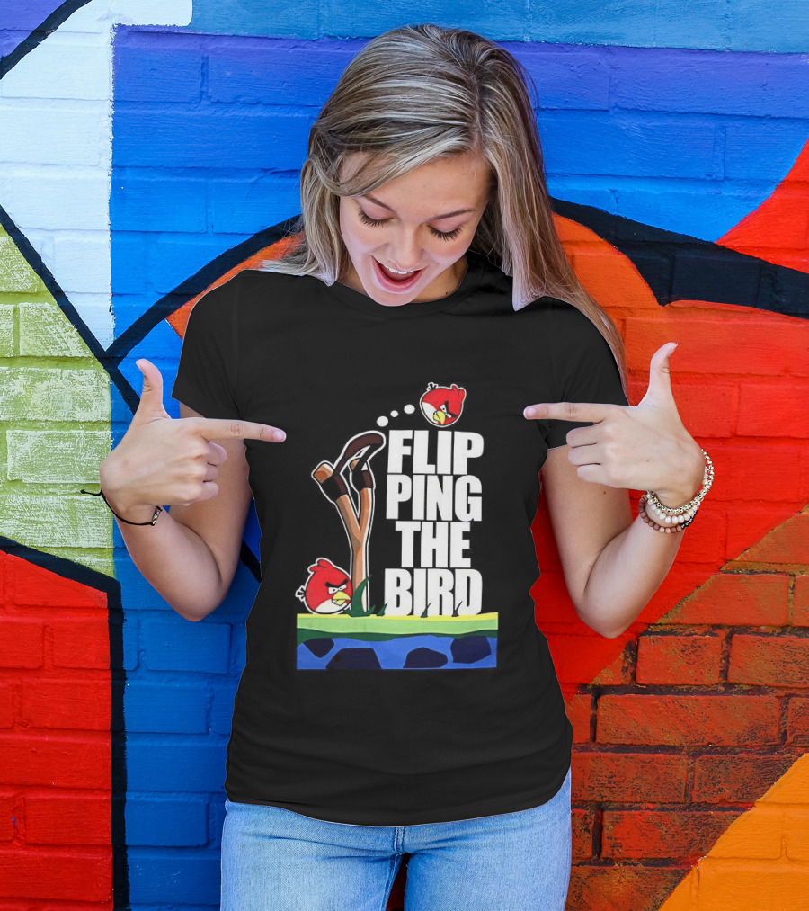 Flipping The Bird Angry Slingshot Birds T-Shirt