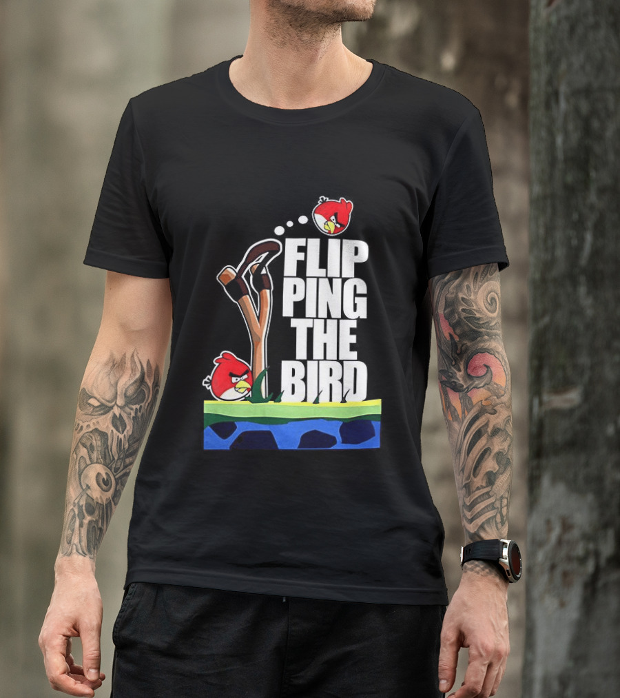 Flipping The Bird Angry Slingshot Birds T-Shirt