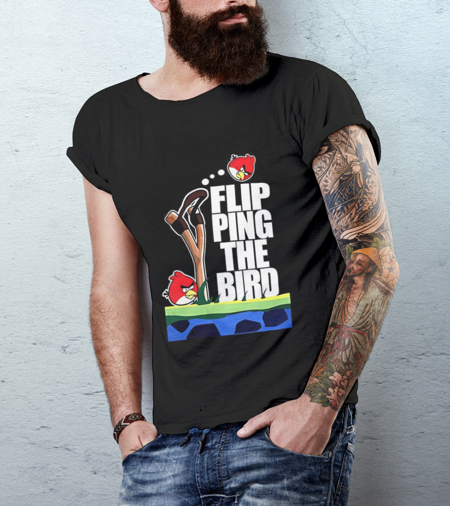 Flipping The Bird Angry Slingshot Birds T-Shirt