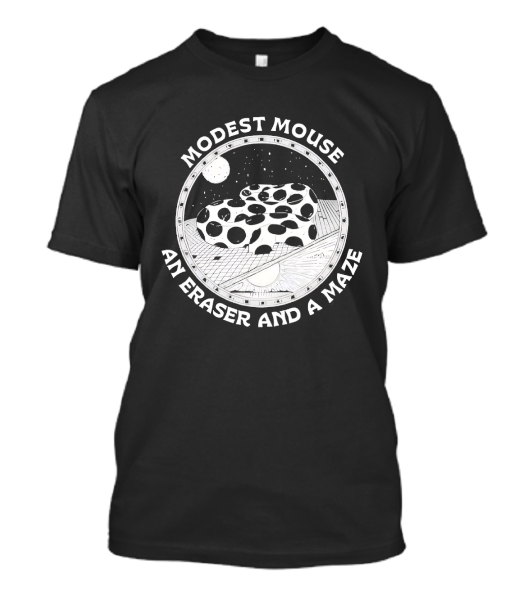 Modest Mouse An Eraser And A Maze Circle Moon Stars Maze T-Shirt