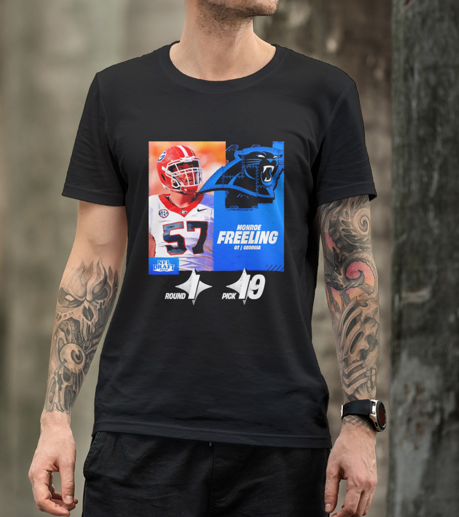 Monroe Freeling Georgia OT Round 1 Pick 19 Carolina Panthers 2026 NFL Draft T-Shirt