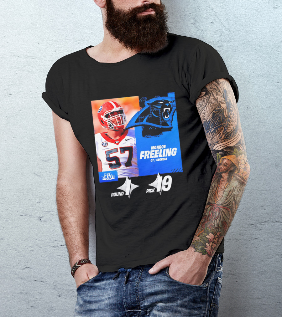 Monroe Freeling Georgia OT Round 1 Pick 19 Carolina Panthers 2026 NFL Draft T-Shirt