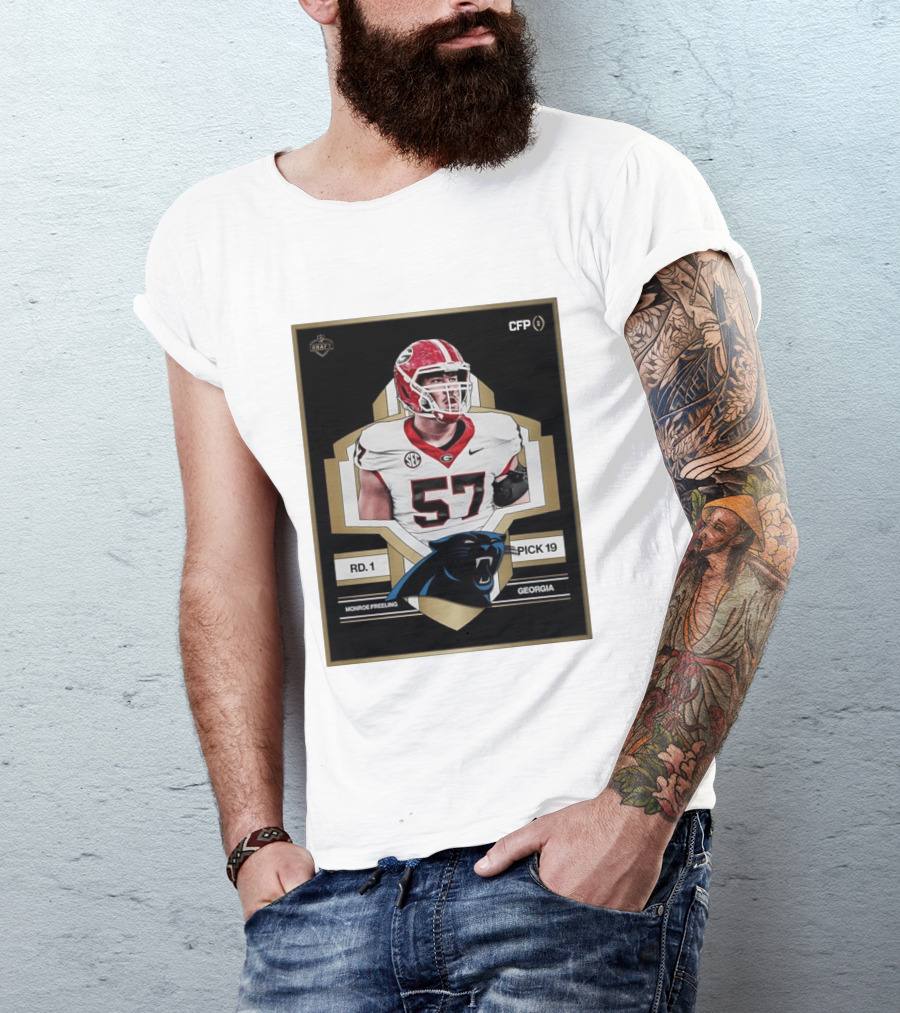Georgia Monroe Freeling Pick 19 Carolina Panthers CFP Draft Round 1 T-Shirt