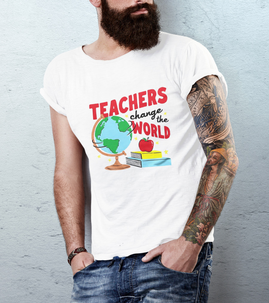 Teachers Change The World Globe Book Apple T-Shirt