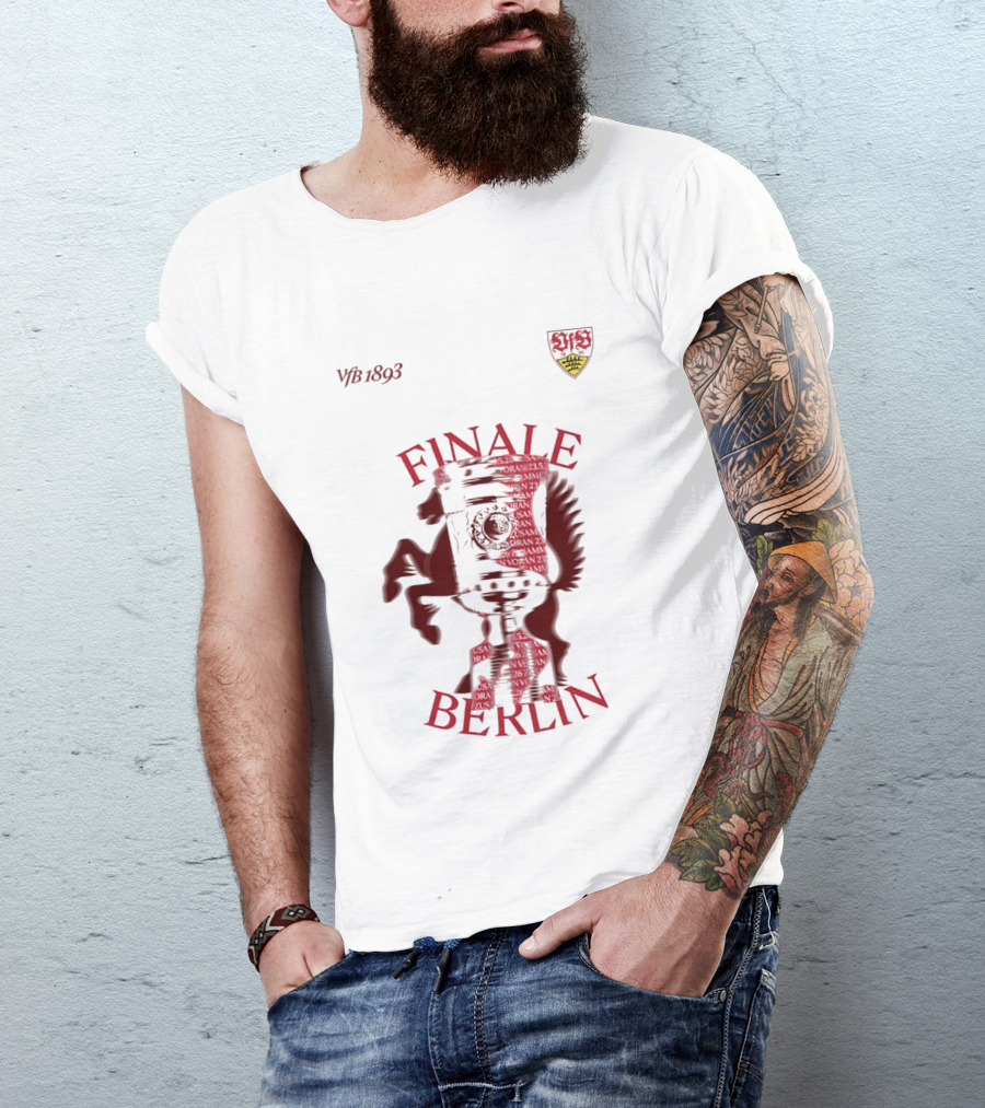 VfB 1893 Finale Berlin 2026 DFB Pokal Final Iconic Team Crest Featuring Red Trophy And Horse T-Shirt