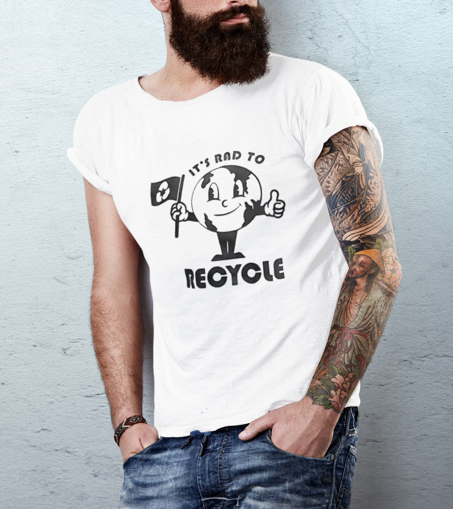 It's Rad To Recycle Earth Character With Flag And Thumbs Up T-Shirt