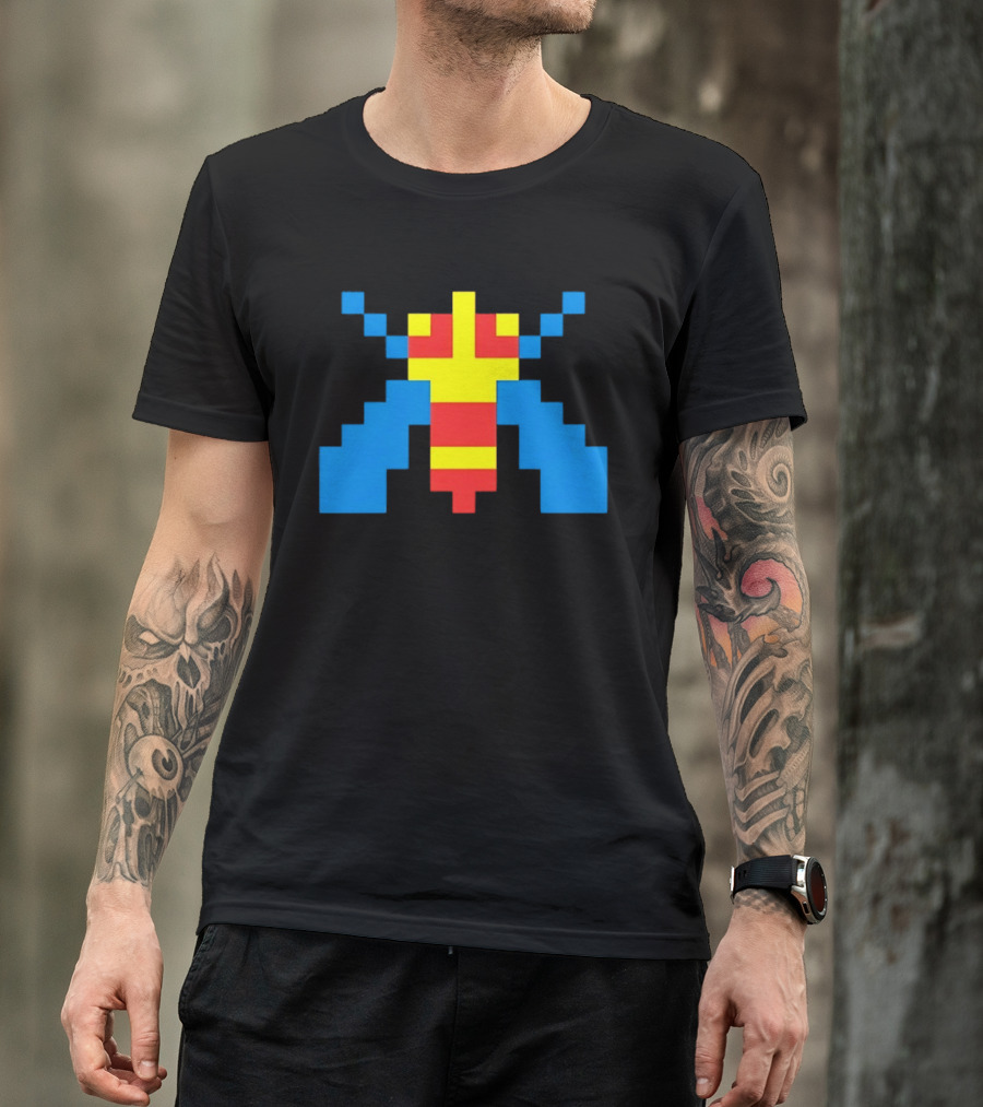 Galaga Alien Sprite Pixelated Retro Video Game T-Shirt