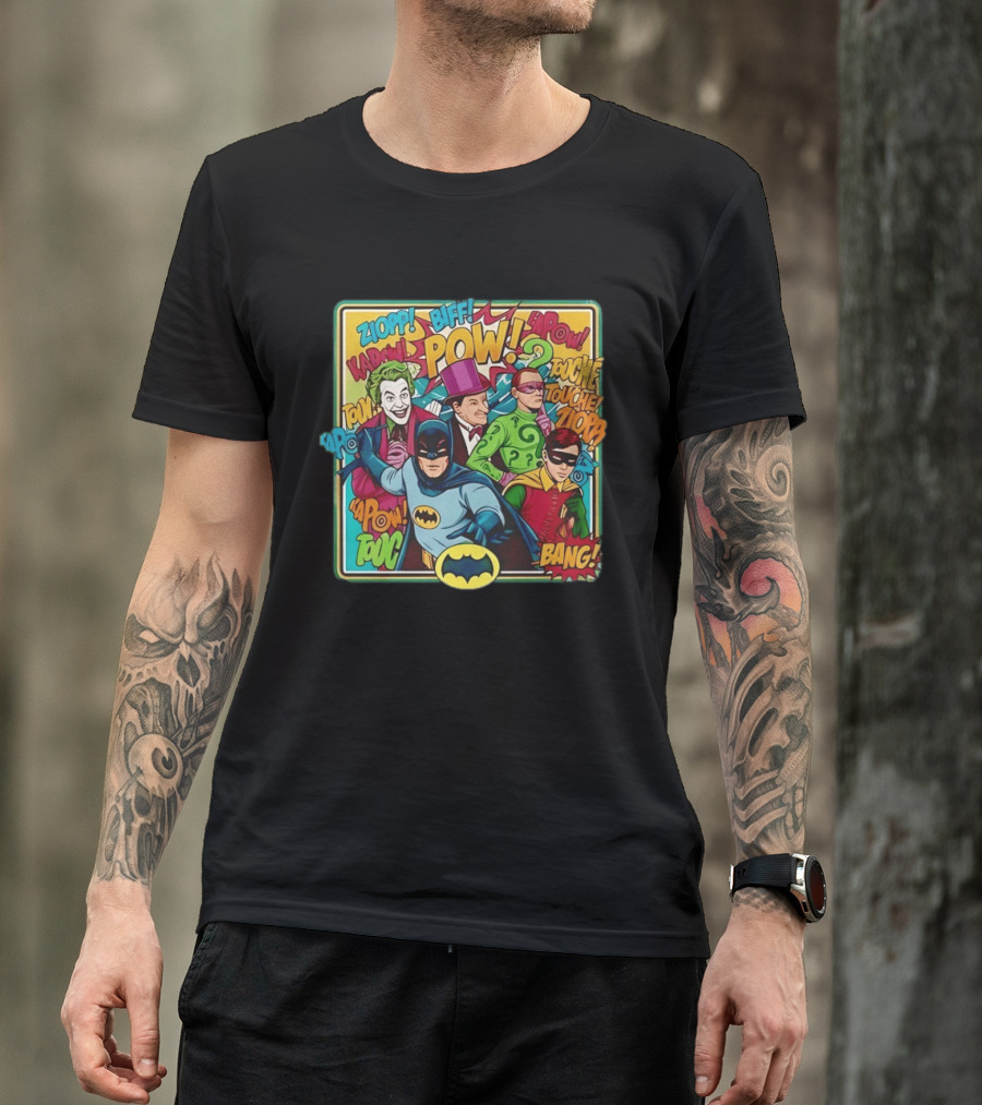 Batman Holy 50 Years POW BANG Joker Riddler Robin Comic T-Shirt
