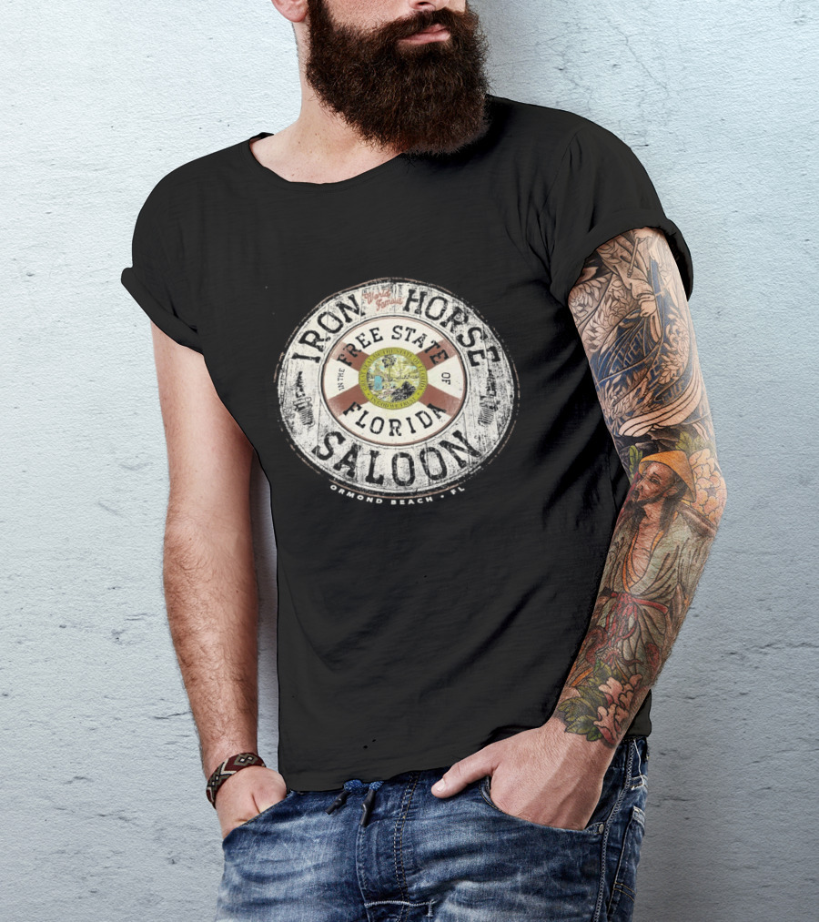 World Famous Iron Horse Saloon Free State Florida Flag T-Shirt