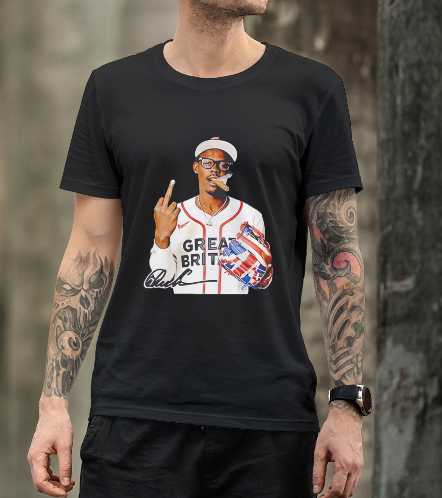 Jazz Chisholm Jr Great Britain Jersey Smoking Middle Finger Signature T-Shirt