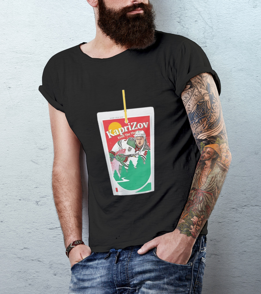 Kaprizov Kirill The Thrill Minnesota Wild Juice Box Hockey T-Shirt