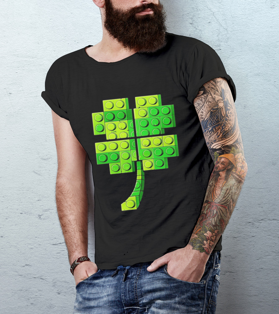 Shamrock Building Blocks Clover St Patrick's Day T-Shirt