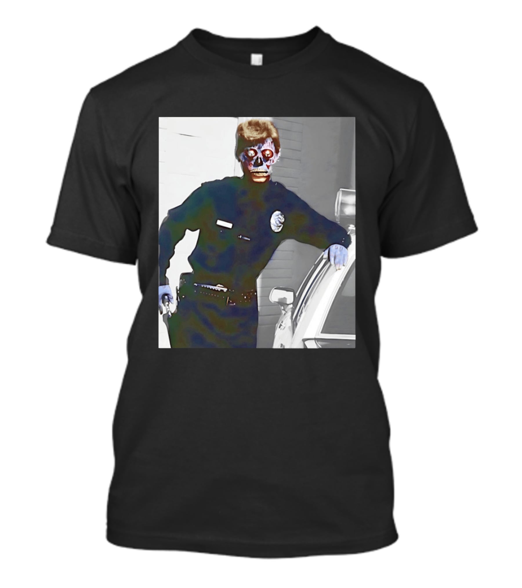 Skeleton Alien Cop They Live 80s Movie Police T-Shirt