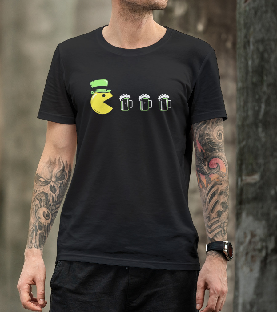 St Pacman's Day St Patrick's Day Beer And Classic Video Game Celebration T-Shirt