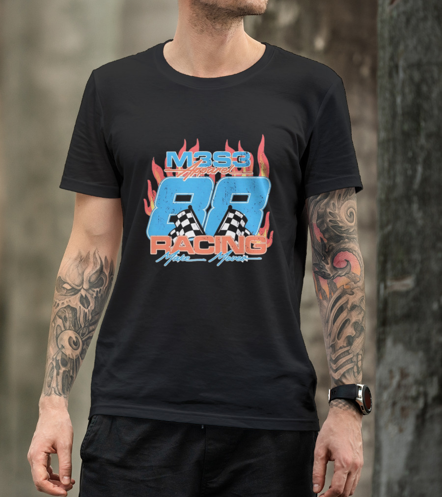 M3S3 Apparel 88 Racing Make Moves Racing Flames Checkered Flags T-Shirt
