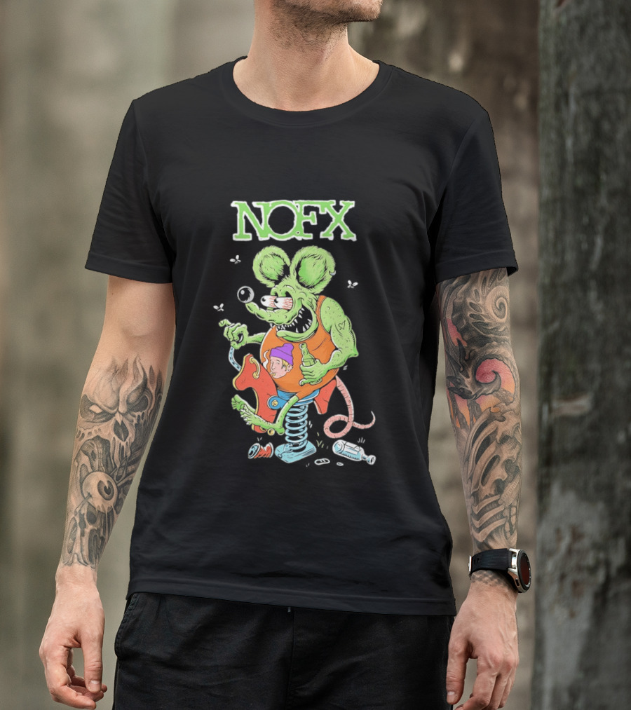 NOFX Wind Up Mouse Rat Fink Green Monster T-Shirt