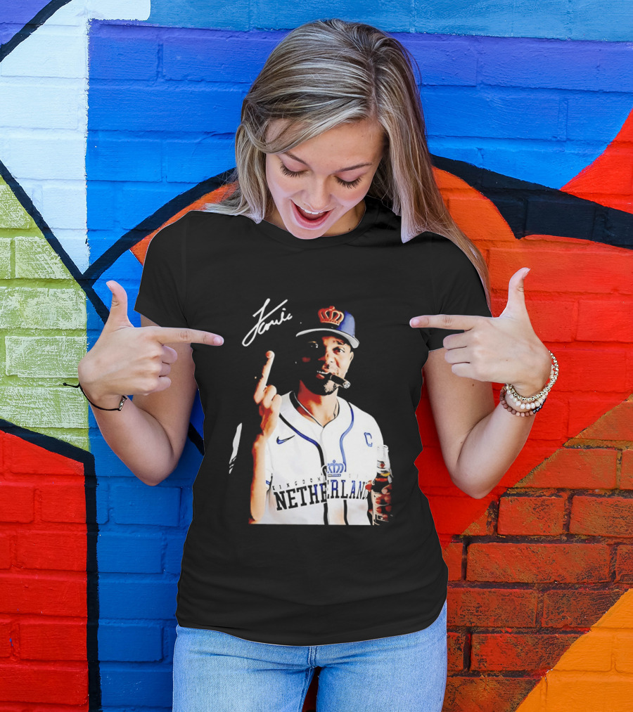 Xander Bogaerts Netherlands Baseball Smoking Gesture Middle Finger T-Shirt