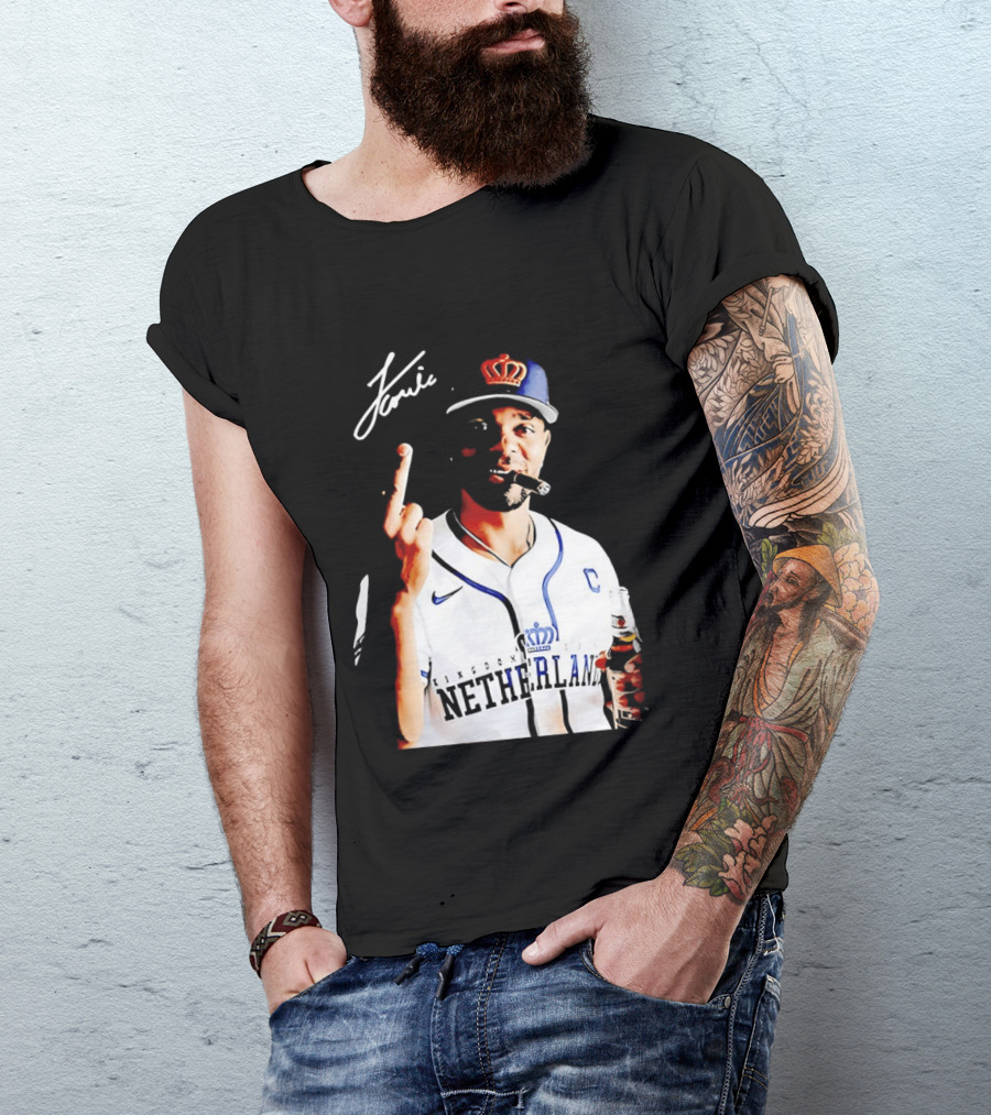 Xander Bogaerts Netherlands Baseball Smoking Gesture Middle Finger T-Shirt