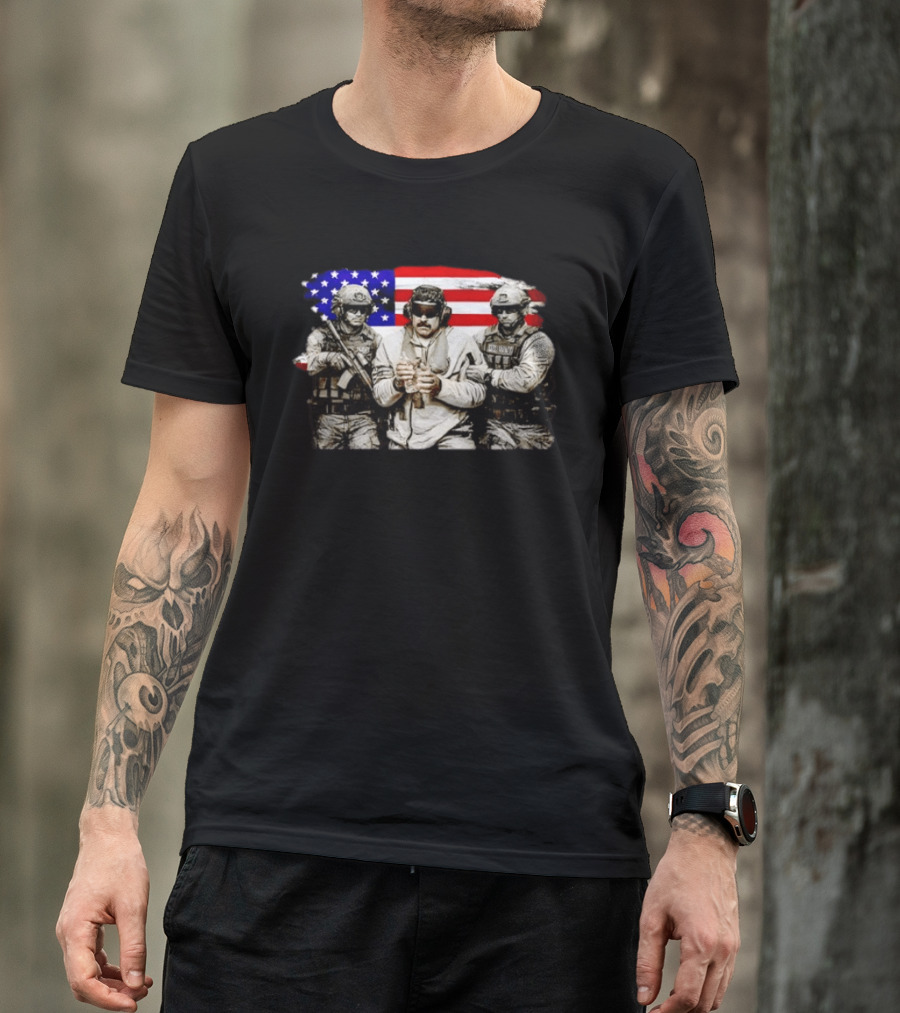 Venezuela Libre Captured Live Maduro Venezuelan Freedom Protest American Flag Military T-Shirt