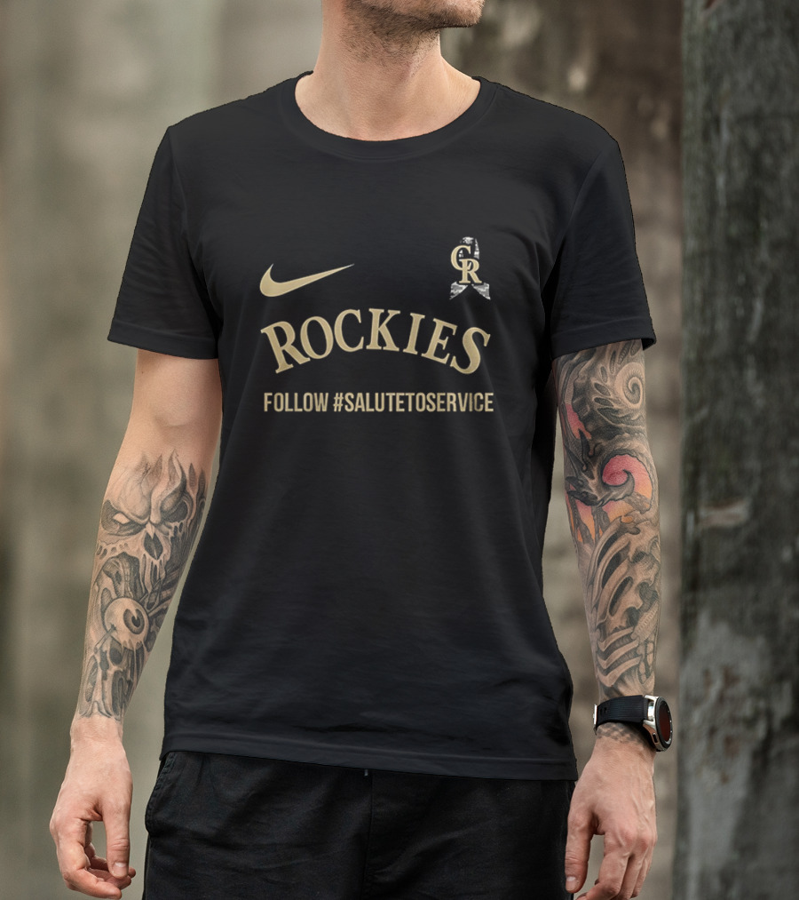 Nike Colorado Rockies Follow #SaluteToService Honor Empower Connect Military T-Shirt