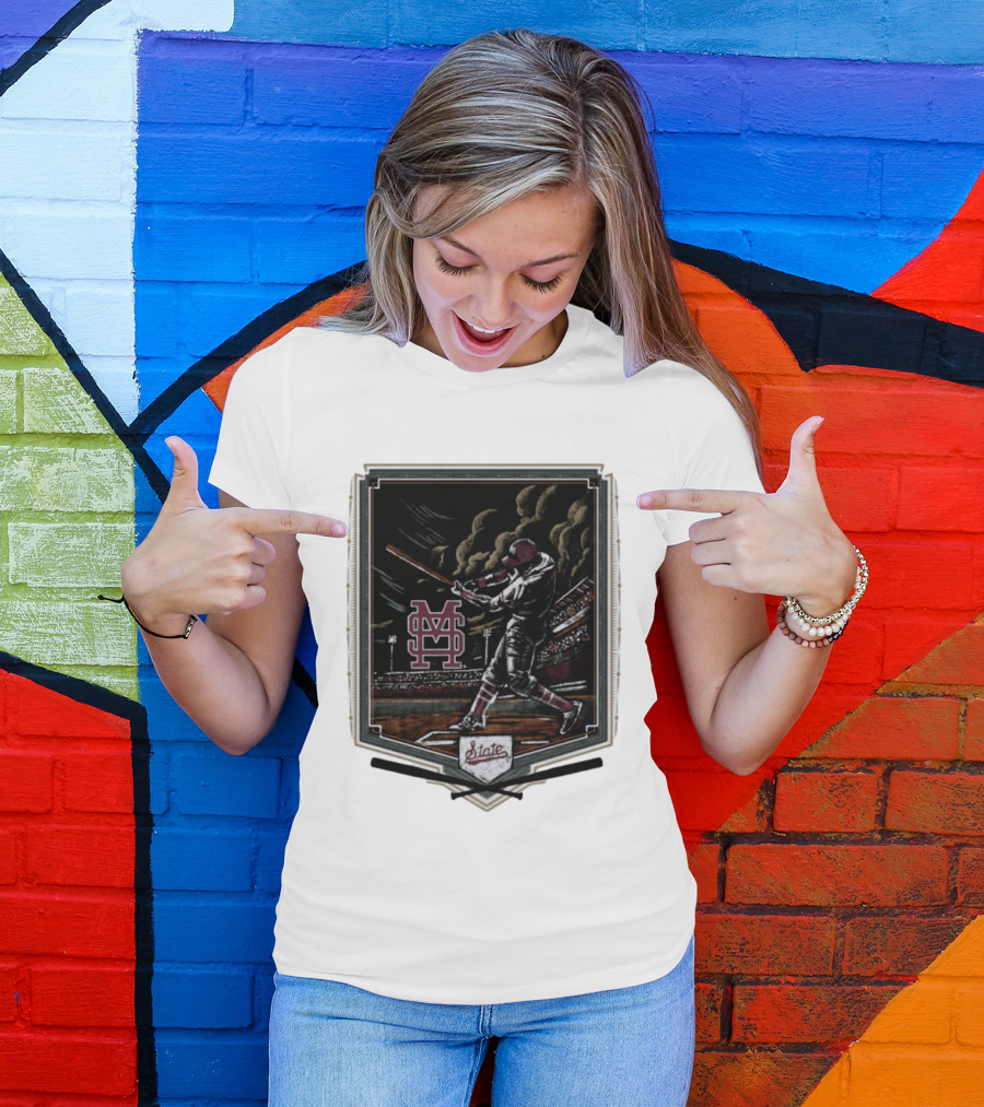 Mississippi State The Thunder Baseball Player Stadium Scene T-Shirt