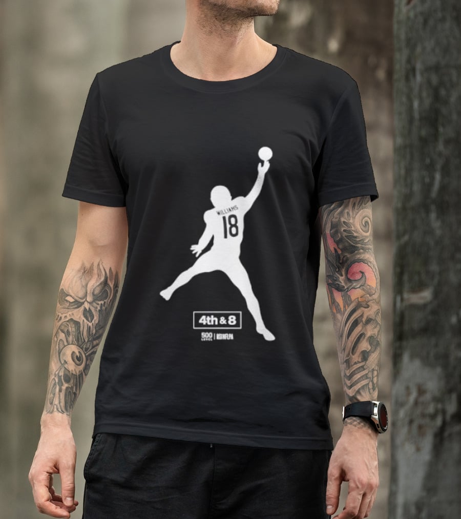 Caleb Williams 18 Chicago 4th & 8 Football T-Shirt