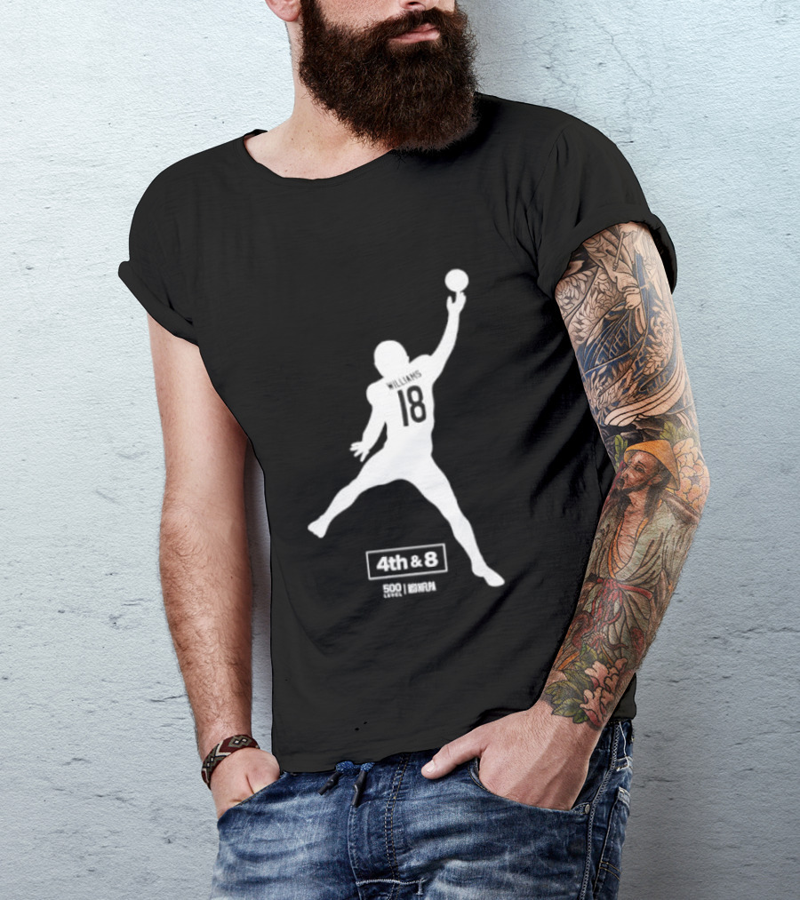 Caleb Williams 18 Chicago 4th & 8 Football T-Shirt