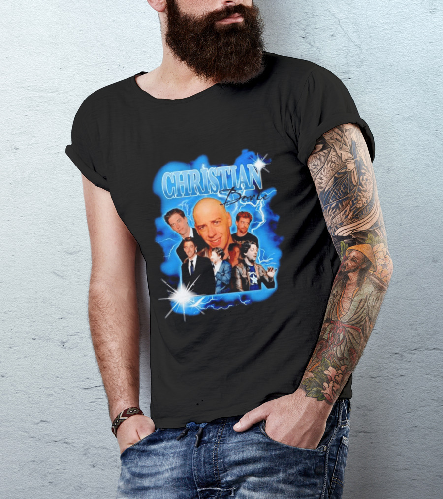Christian Borle Lightning Bald Images Blue T-Shirt