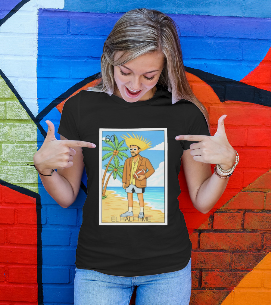 El Halftime Bad Bunny Loteria Card Beach T-Shirt