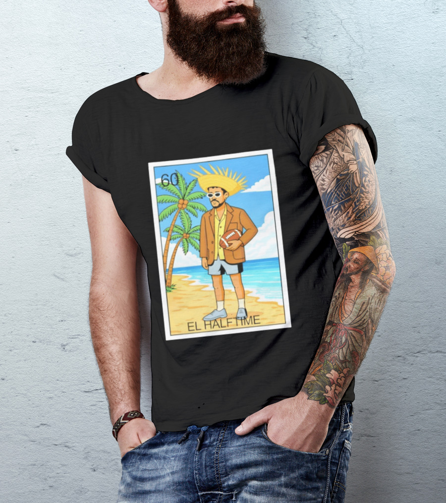 El Halftime Bad Bunny Loteria Card Beach T-Shirt