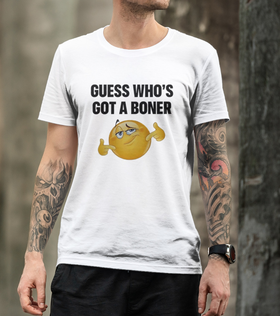 Guess Who's Got A Boner Emoji Pointing Hands T-Shirt