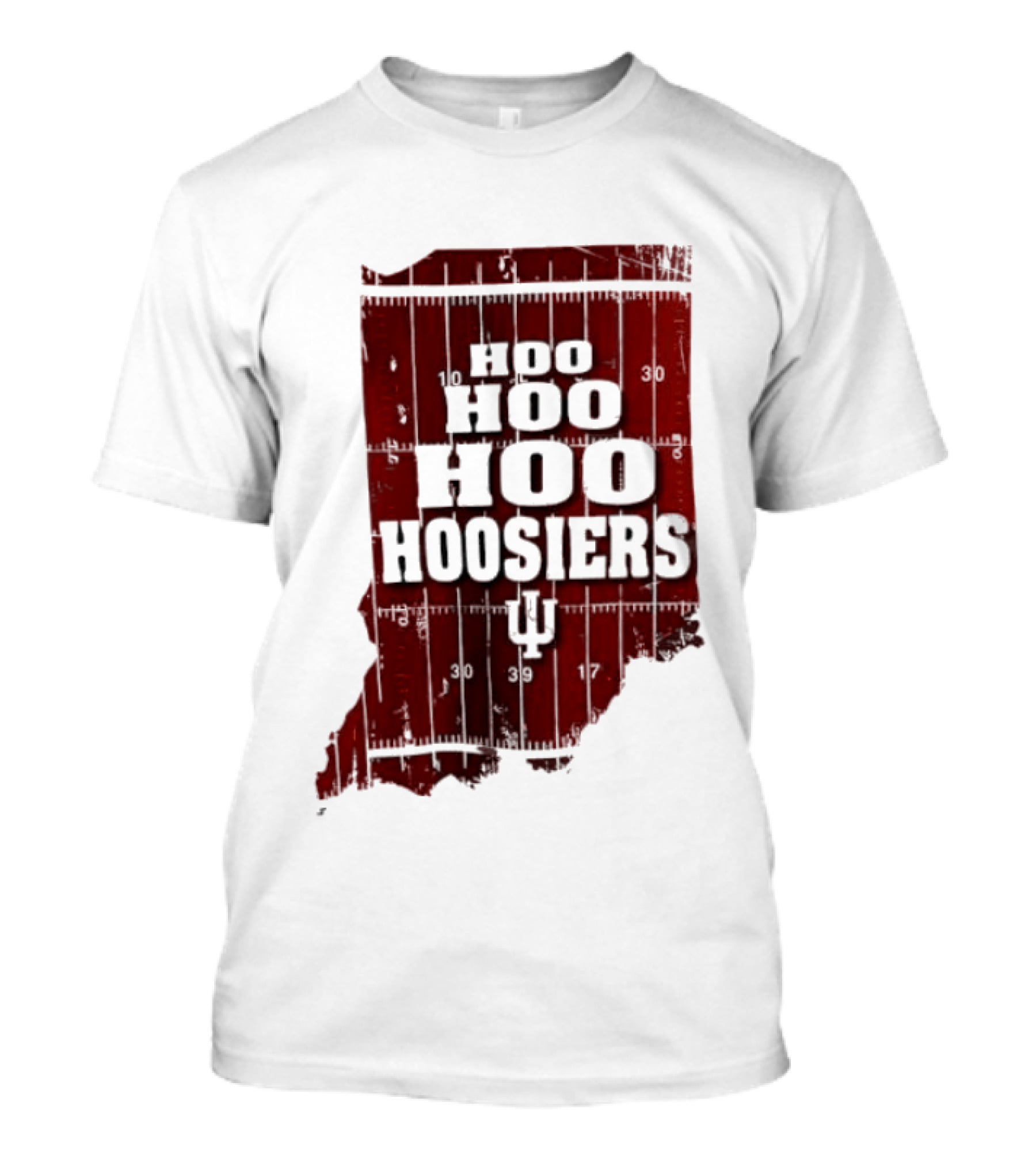 Indiana Map Hoo Hoo Hoo Hoosiers IU Block Letters T-Shirt