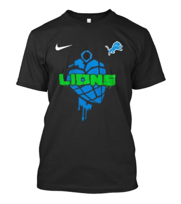 Nike Detroit Lions Football Skull Green Day T-Shirt
