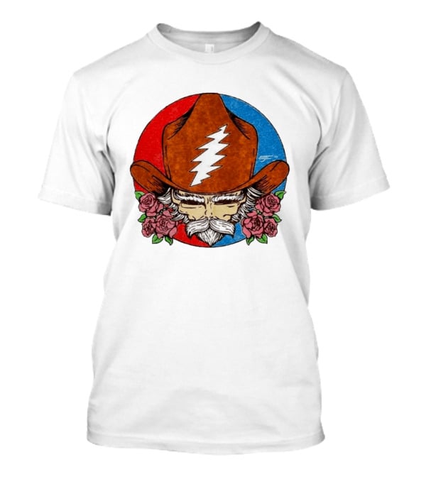Bob Weir Cowboy Hat Grateful Dead Stealie Roses T-Shirt