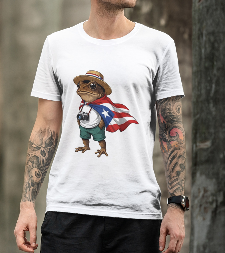 Coqui Frog With Puerto Rico Flag In Puerto Rican Taino T-Shirt