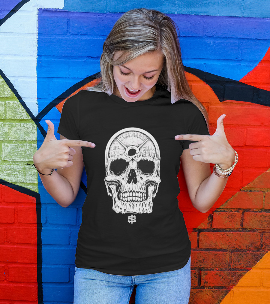 Standard 45 LB 20.4 KG Skull Weights T-Shirt