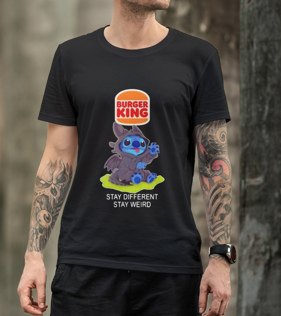 Burger King X Toothless Stitch Collaboration Stay Different Stay Weird T-Shirt