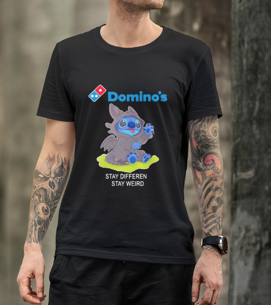 Domino's Pizza Collab Toothless Stitch Stay Different Stay Weird T-Shirt