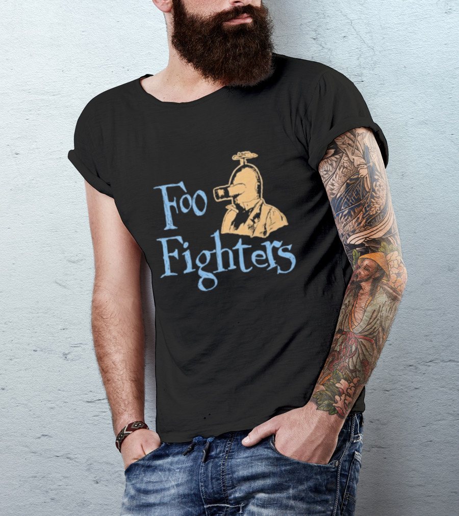 Foo Fighters Retro Pilot Helmet Sketch T-Shirt