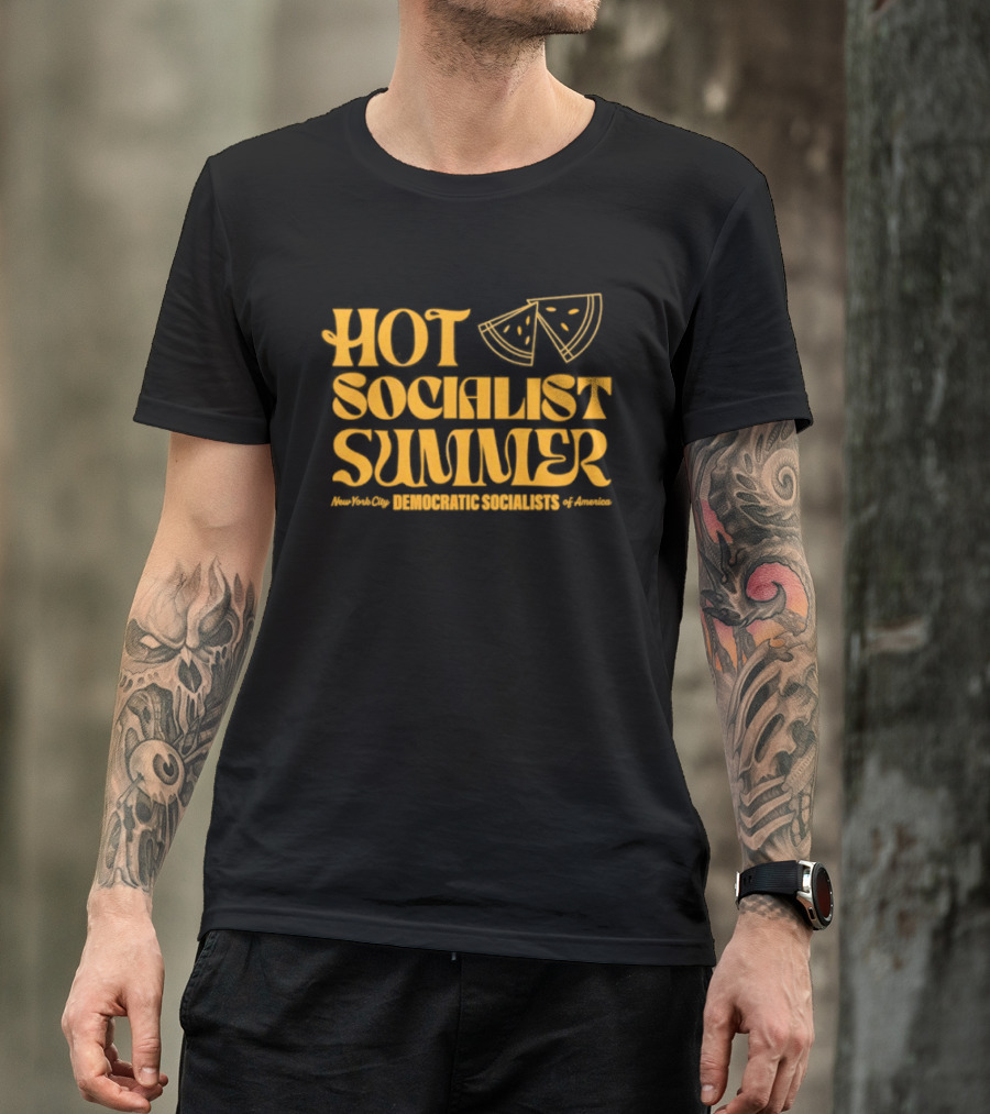 Hot Socialist Summer New York City Democrat Socialists Of America Pizza T-Shirt