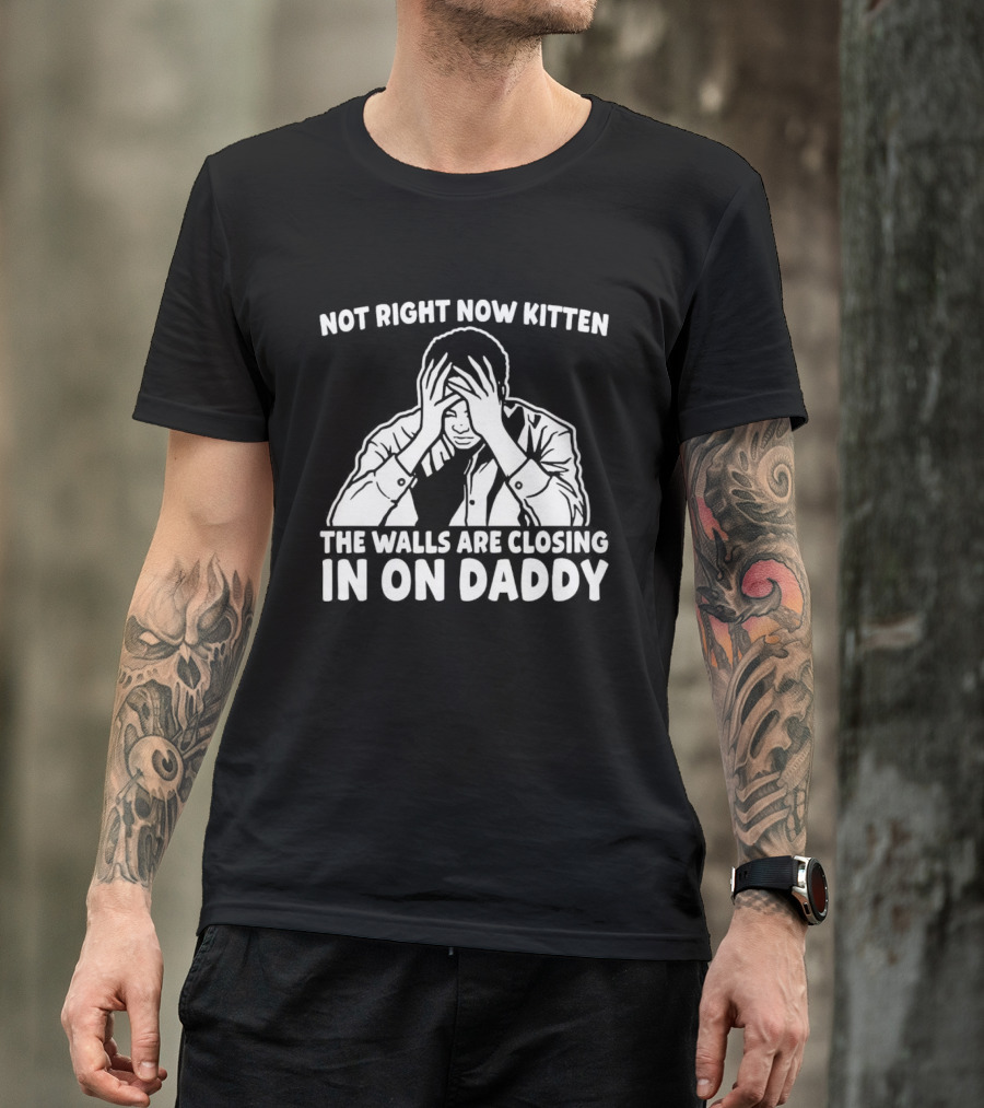 Not Right Now Kitten The Walls Are Closing In On Daddy Stress Humor T-Shirt