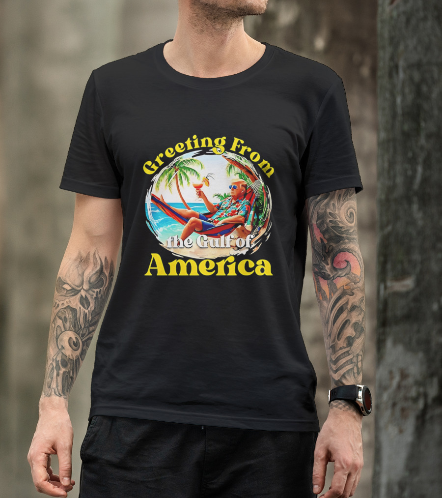 Greeting From The Gulf Of America Tropical Beach Scene T-Shirt